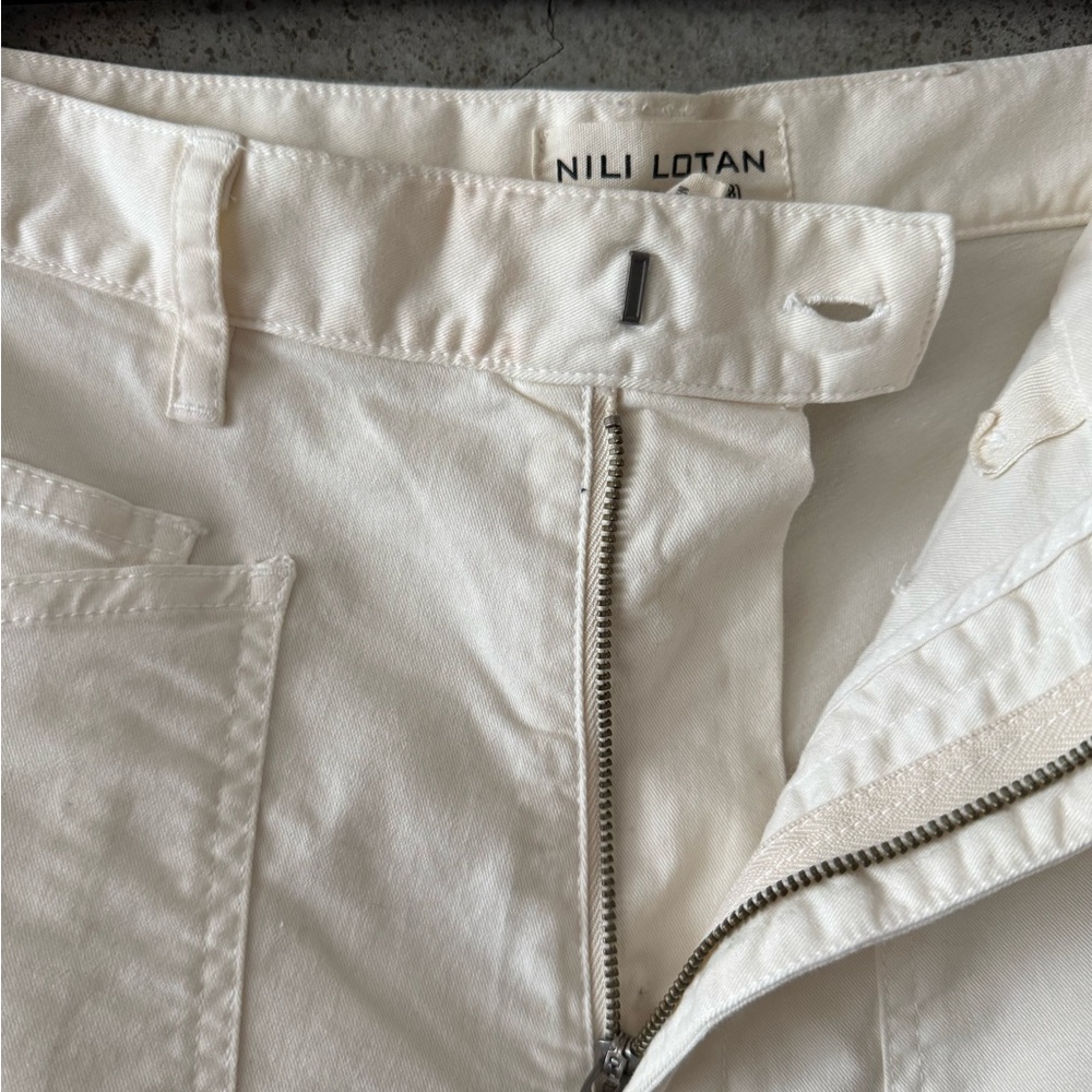 Nili Lotan Shon Cotton Pant Cream size 2 - Picture 4 of 6